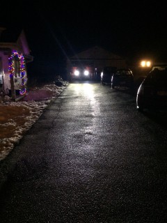 What my driveway looks like the LED headlights on it.